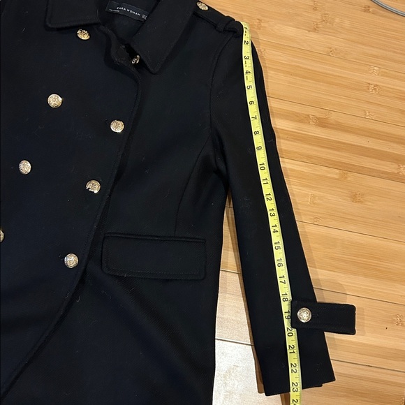Zara black Pea coat with gold hardware- size Medium- worn once - Picture 9 of 10